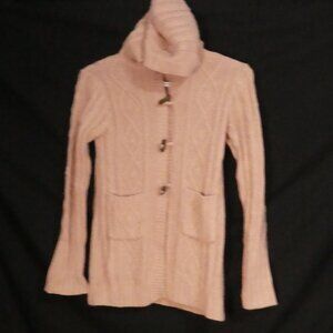 NEVADA | size 6 | Cozy Pink Ribbed Hooded Knit Cardigan With Pockets